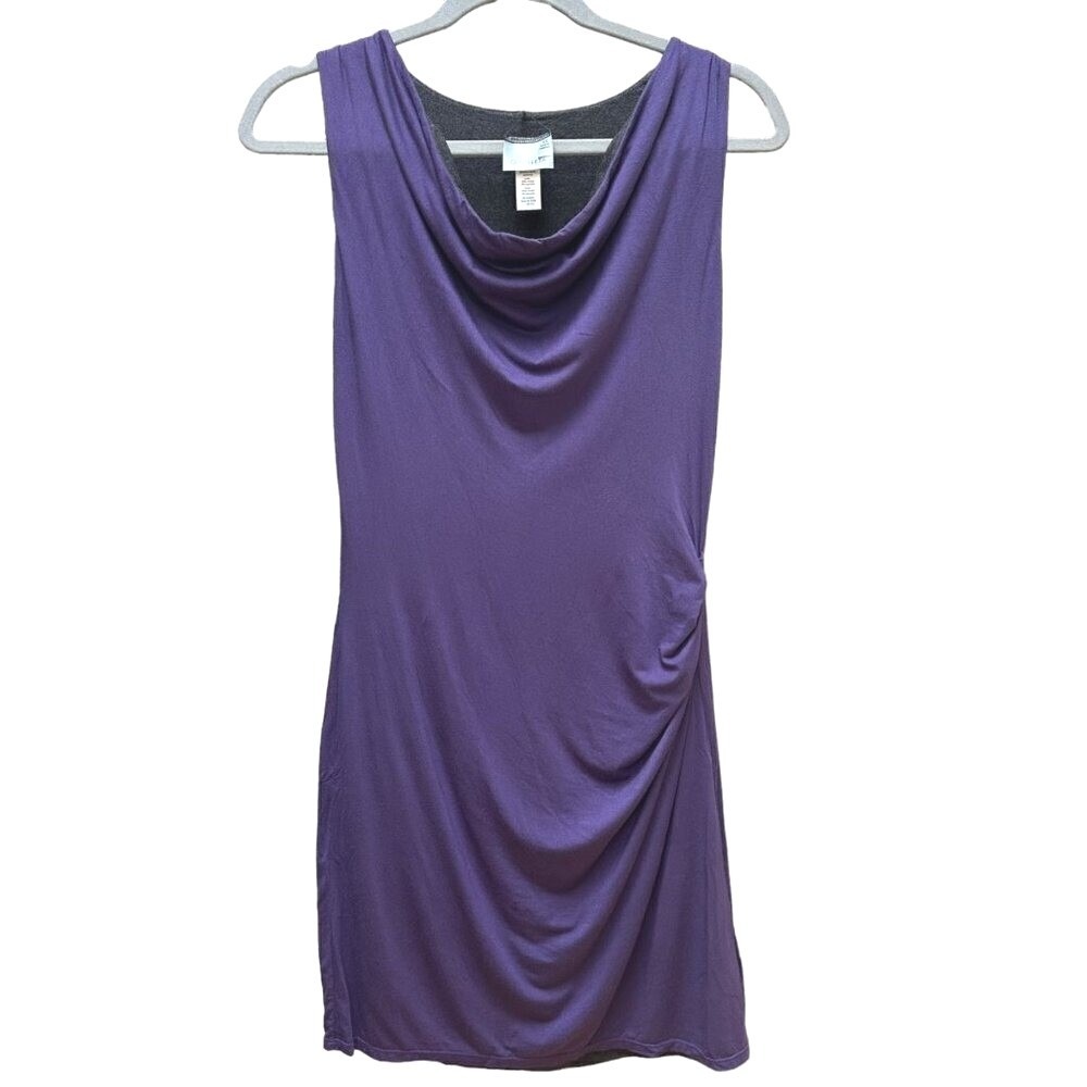 Athleta Dress Womens XS Purple Cowl Neck Ruched 918998 Athleisure Sleeveless